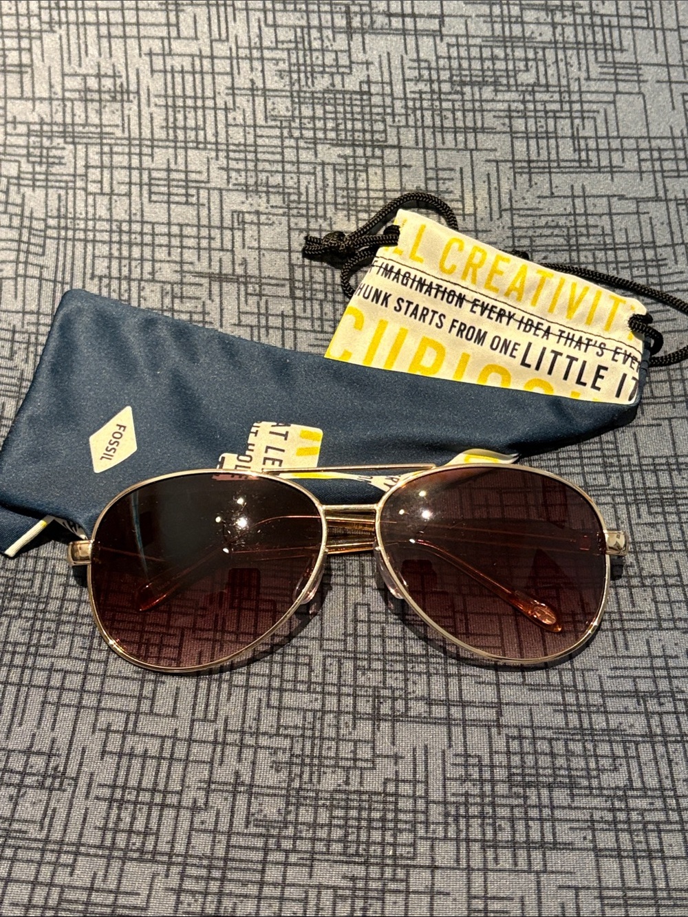 Fossil Gold Frame Sunglasses with Brown Lenses
